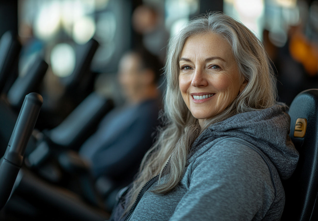 Активни възрастни хора по време на фитнес тренировка в VitalAge Fitness